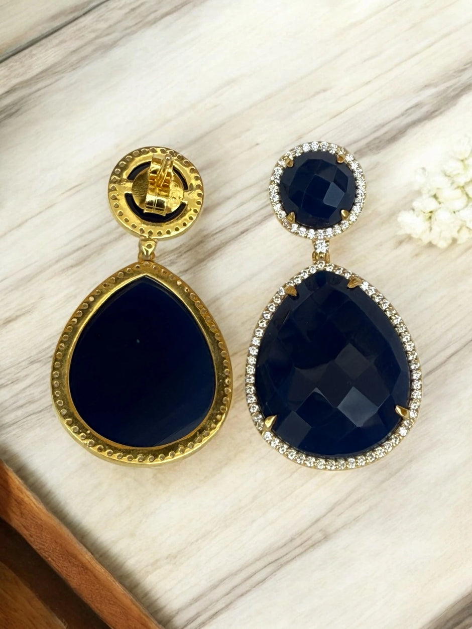 Blue Iris twilight dangle earrings