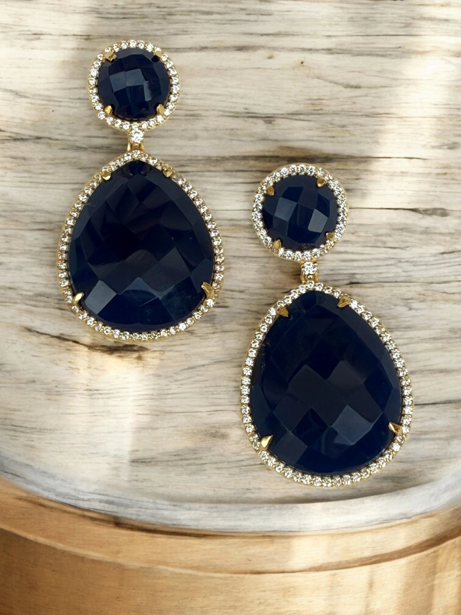 Blue Iris twilight dangle earrings