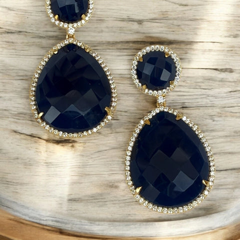 Blue Iris twilight dangle earrings