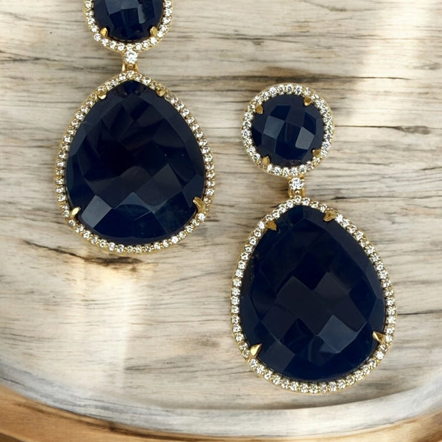 Blue Iris twilight dangle earrings