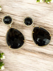 Midnight dahlia Black dangle earrings