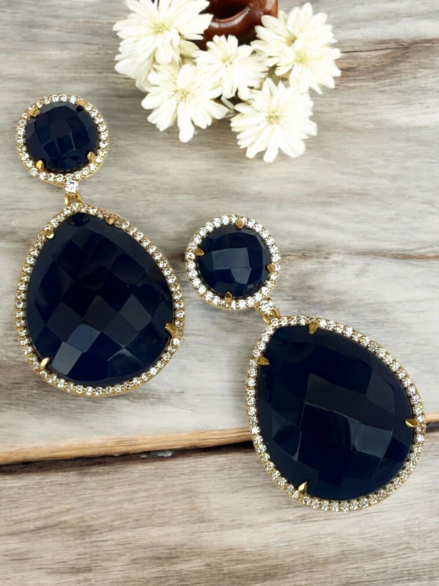 Blue Iris twilight dangle earrings