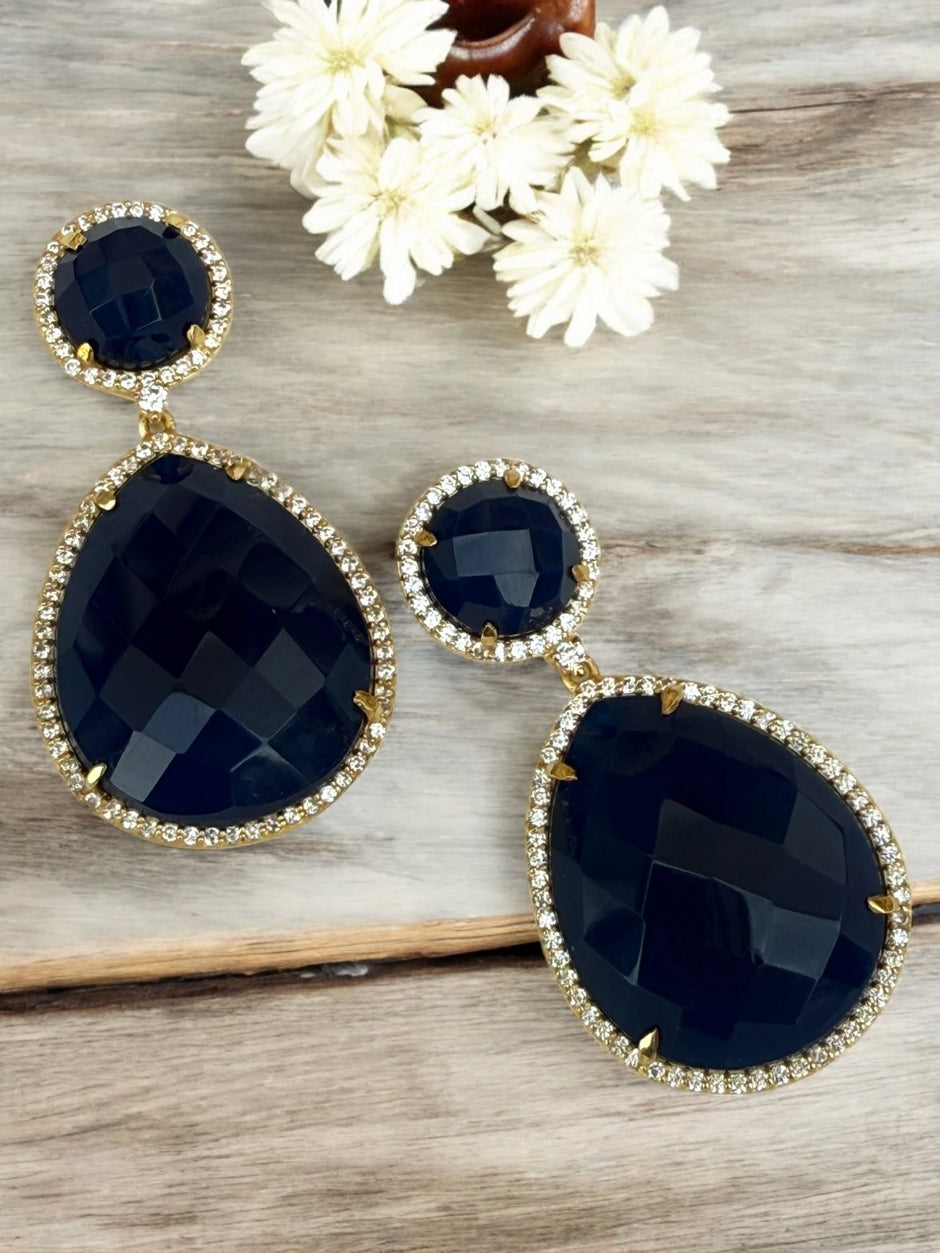 Blue Iris twilight dangle earrings