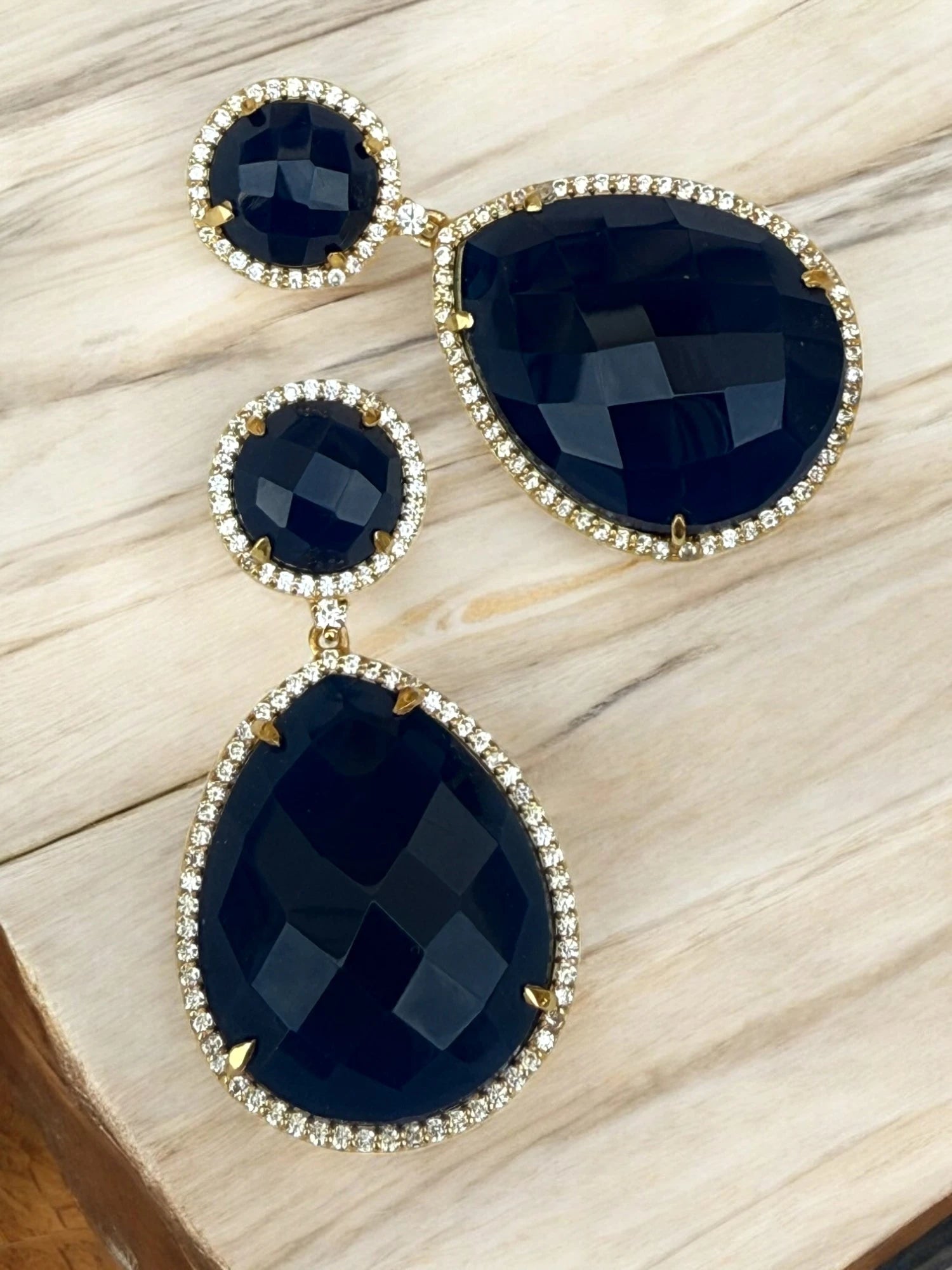 Blue Iris twilight dangle earrings