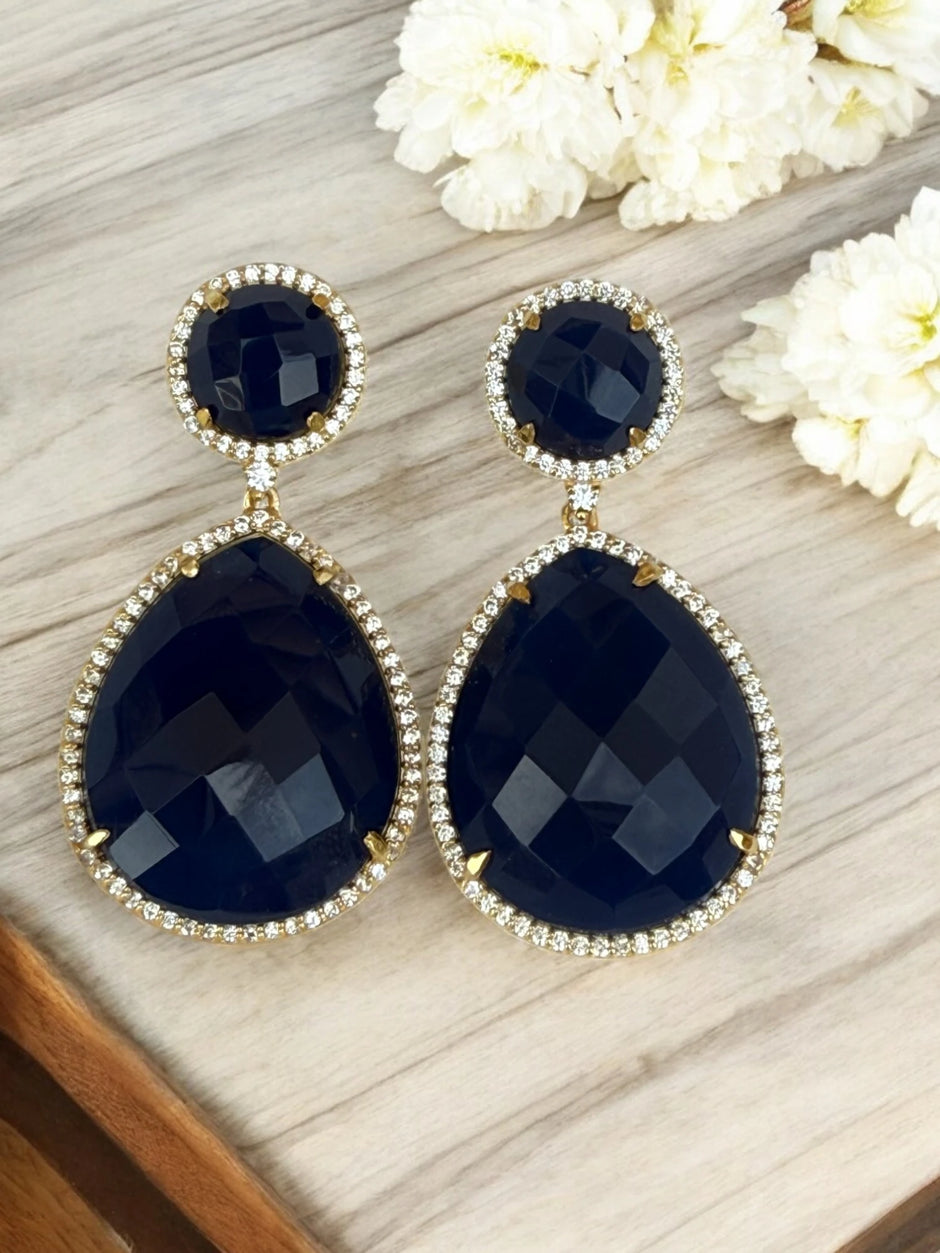 Blue Iris twilight dangle earrings