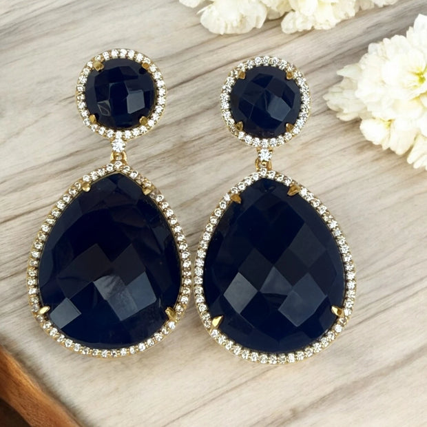 Blue Iris twilight dangle earrings