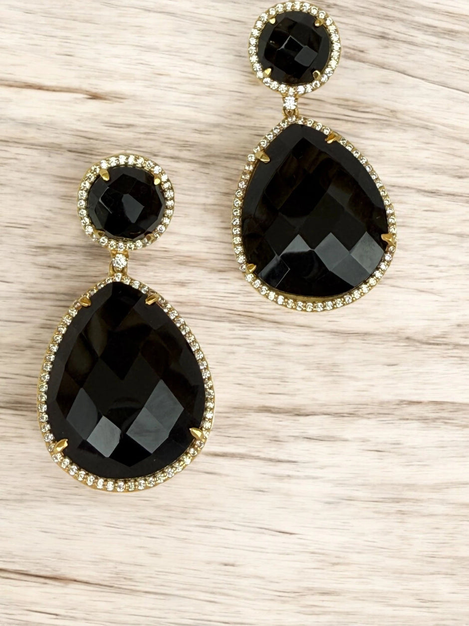 Midnight dahlia Black dangle earrings