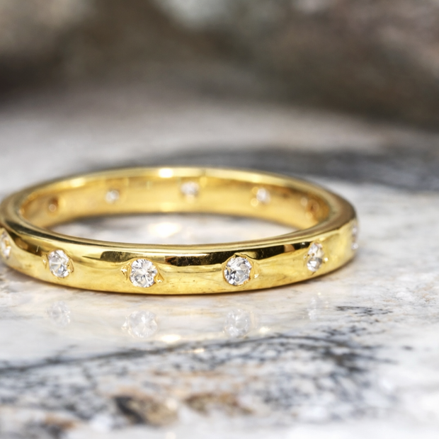 Moissanite Diamond Eternity Band Ring Gold 8