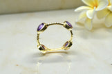 Natural Amethyst four stone Band Dainty Ring