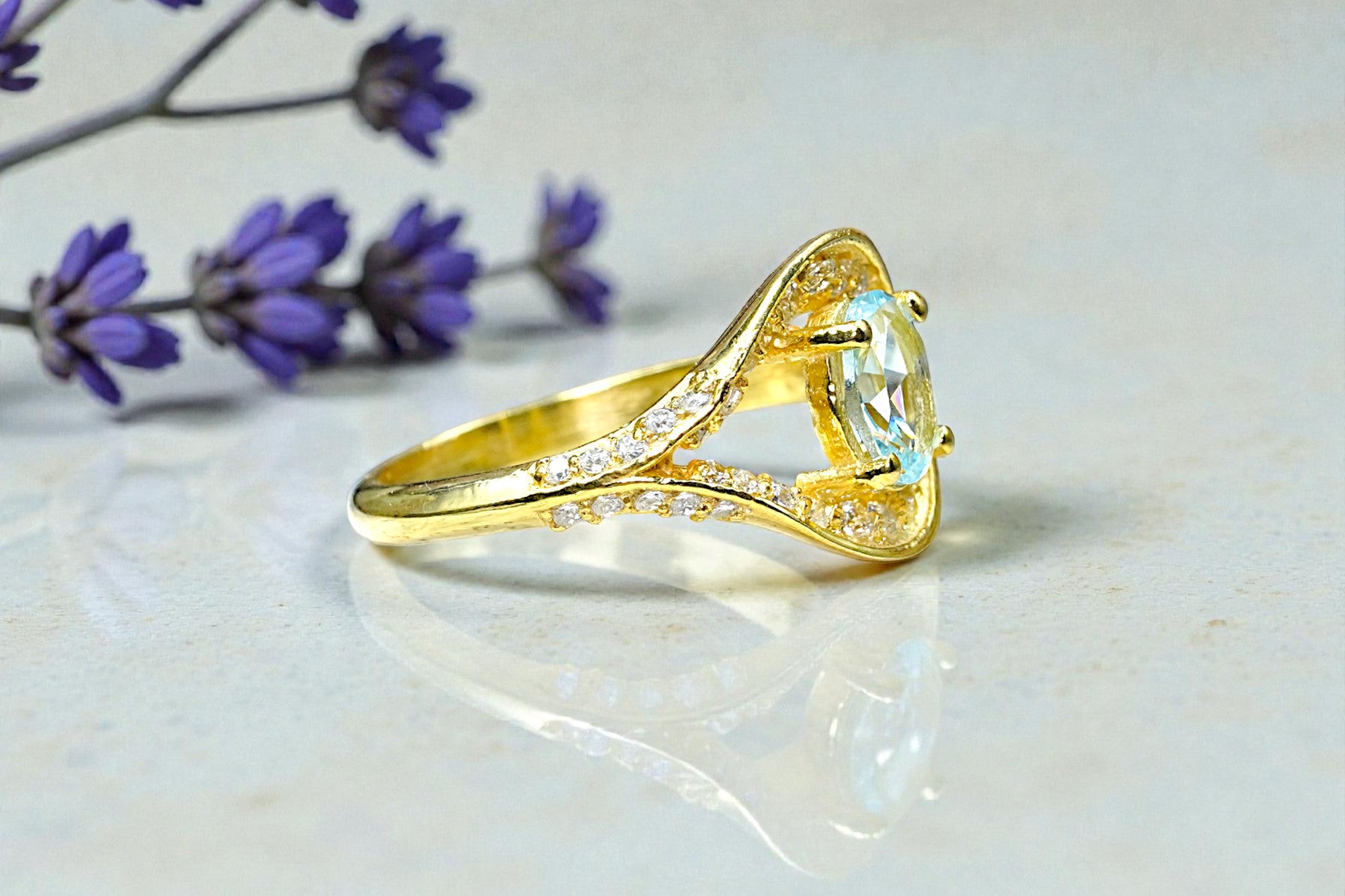 Aqua marine Evil eye Ring RG-GM-AQ-SL-028