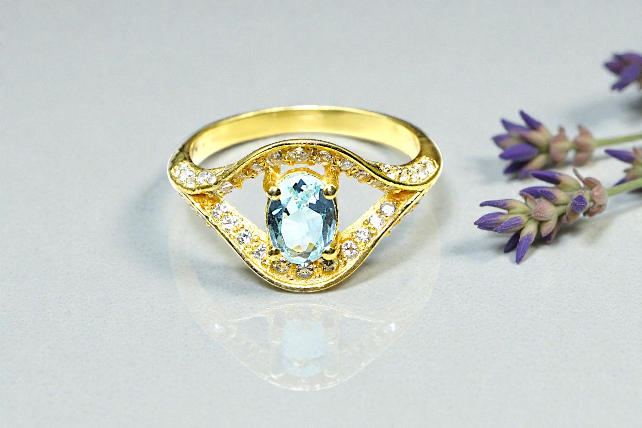 Aqua marine Evil eye Ring RG-GM-AQ-SL-028