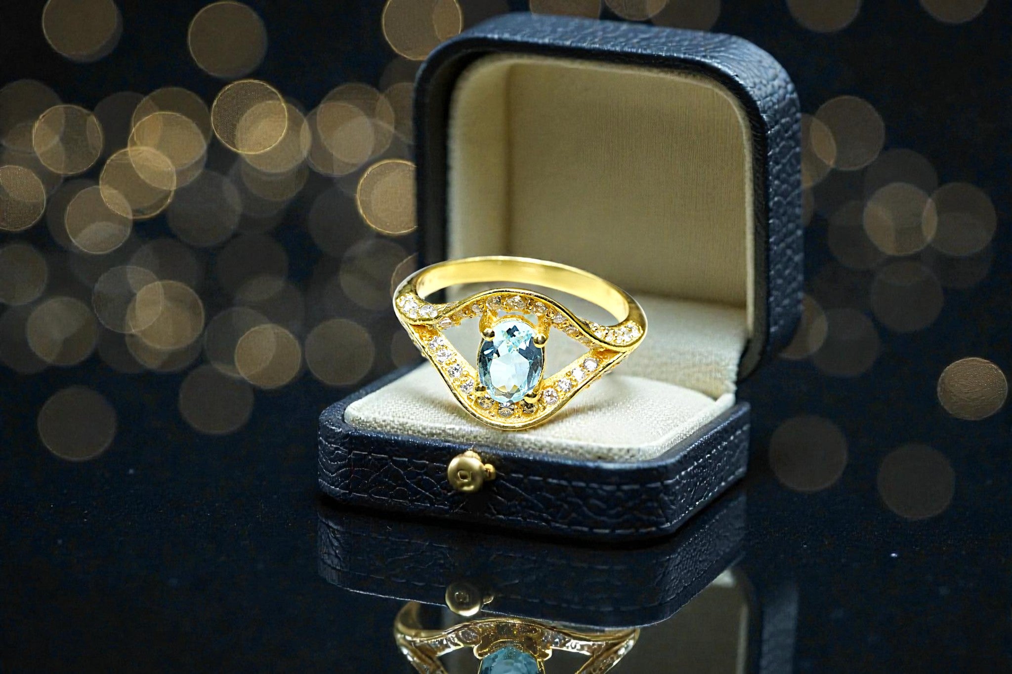 Aqua marine Evil eye Ring RG-GM-AQ-SL-028