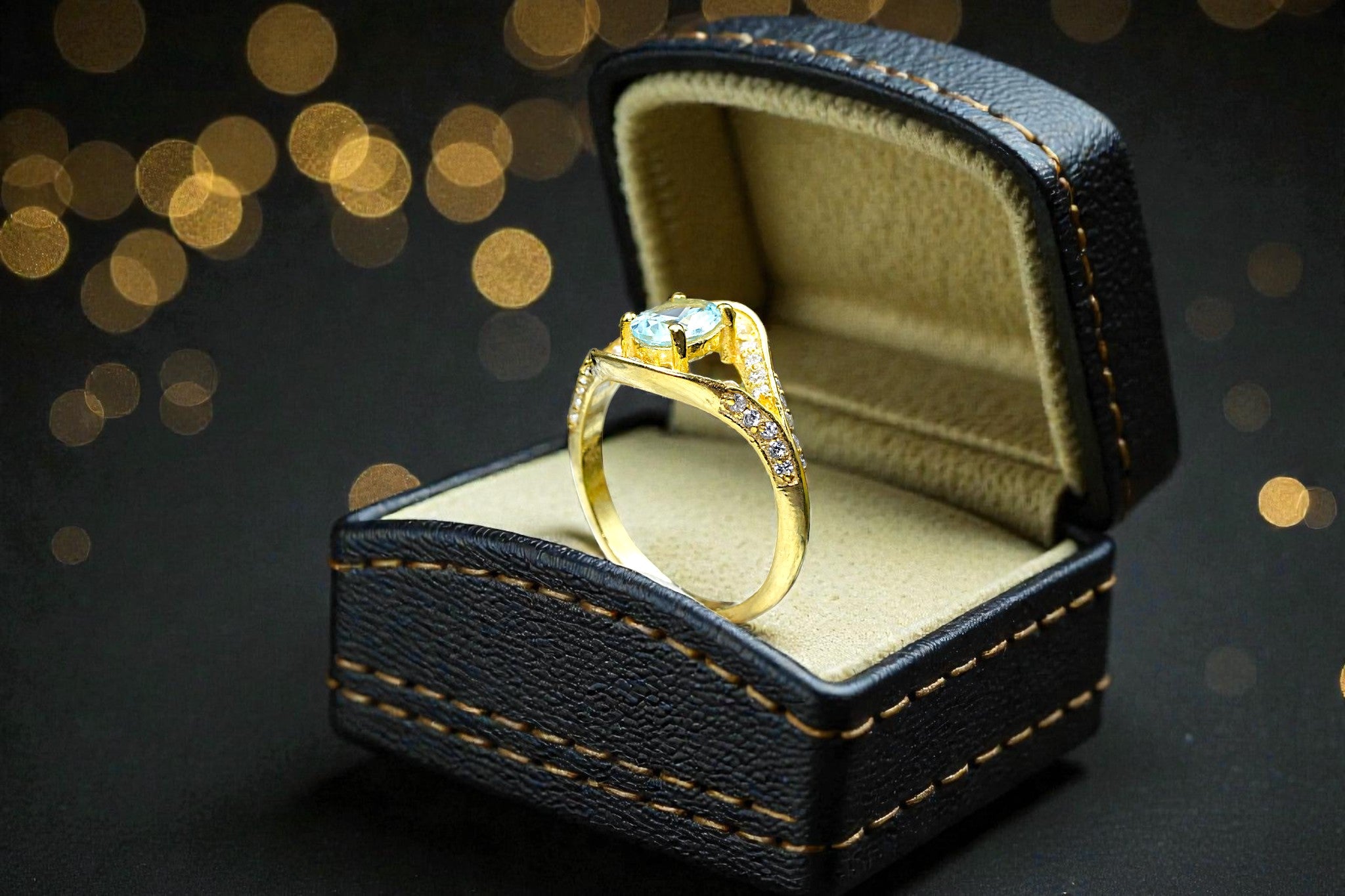 Aqua marine Evil eye Ring RG-GM-AQ-SL-028