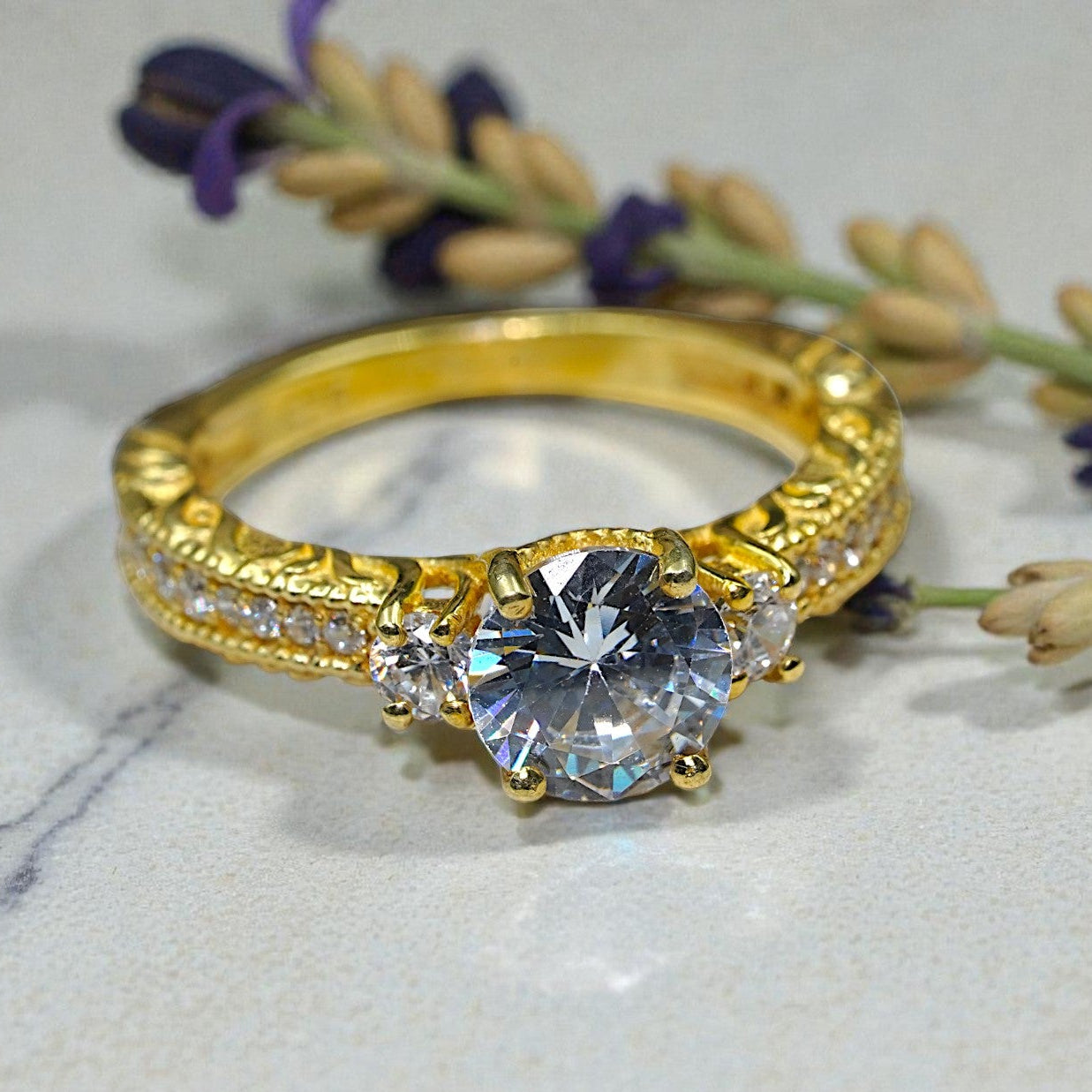 Round Cut Natural Blue Topaz Art Deco Ring RG-GM-BT-SL-029