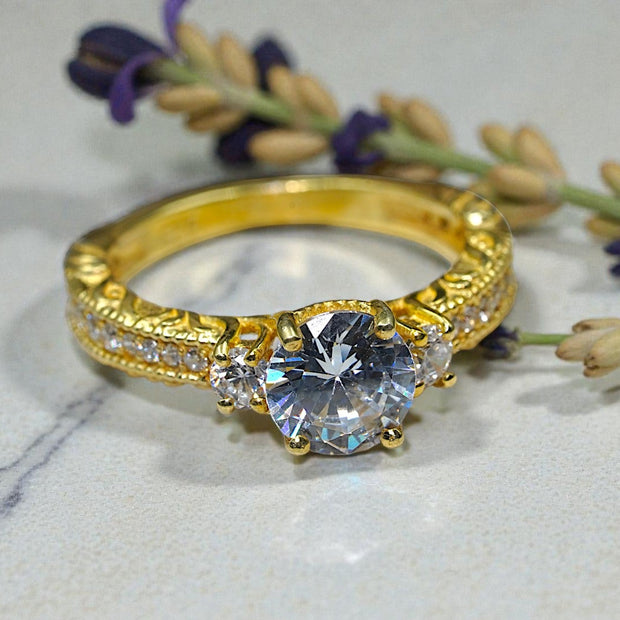 Round Cut Natural Blue Topaz Art Deco Ring RG-GM-BT-SL-029