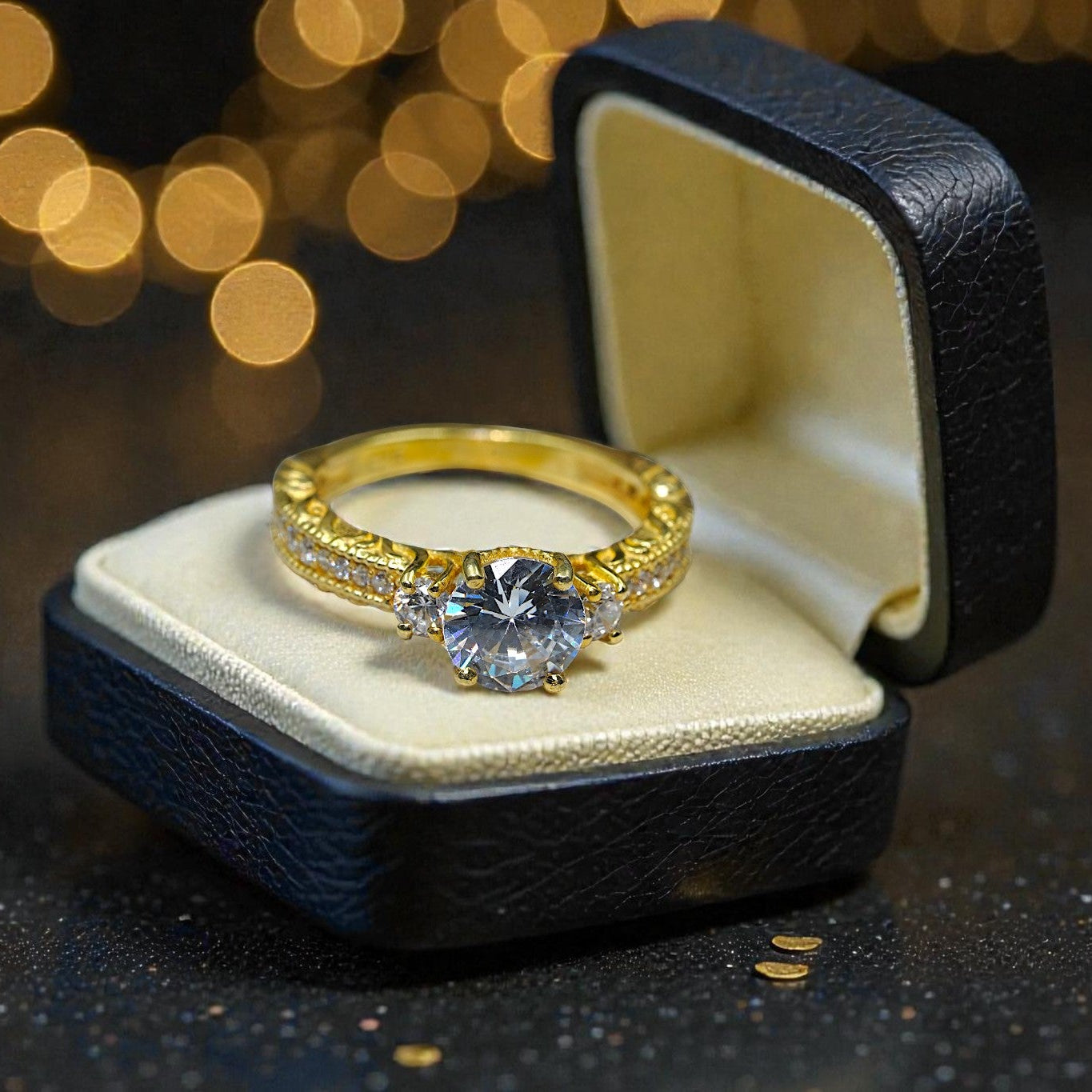 Round Cut Natural Blue Topaz Art Deco Ring RG-GM-BT-SL-029