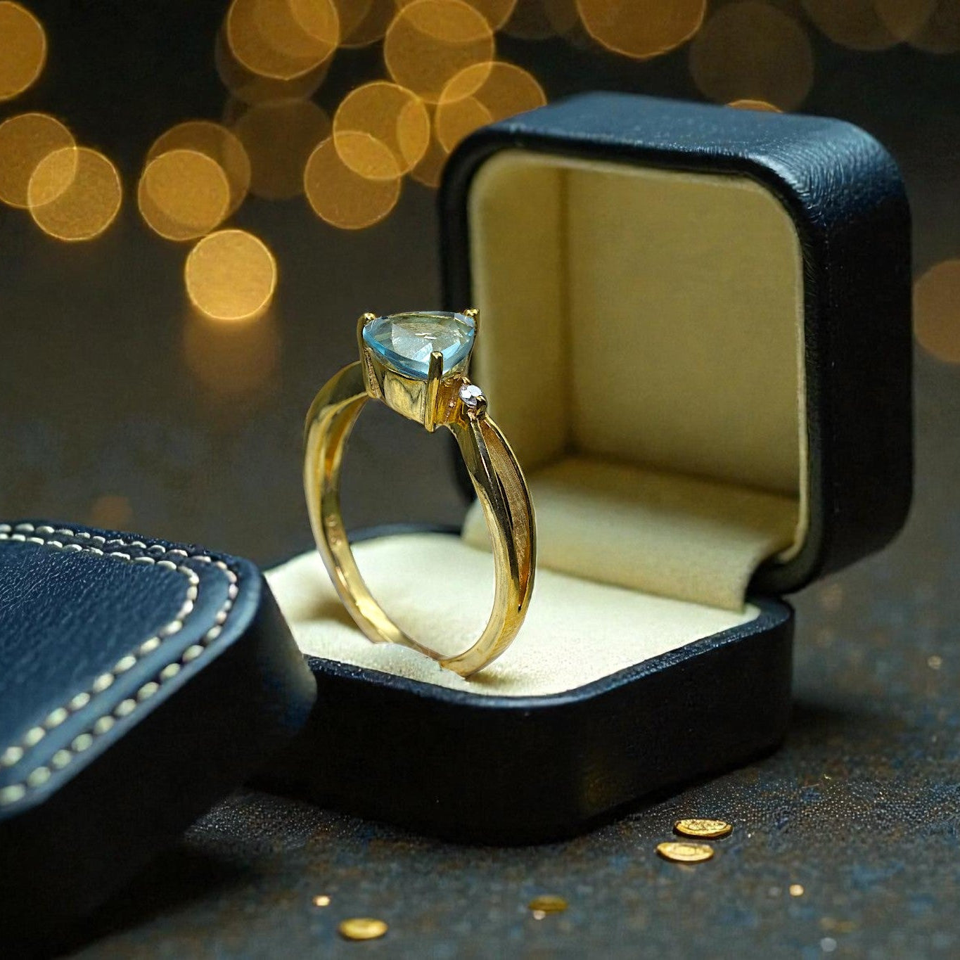 Natural Blue Topaz Heart Ring RG-GM-BT-SL-031