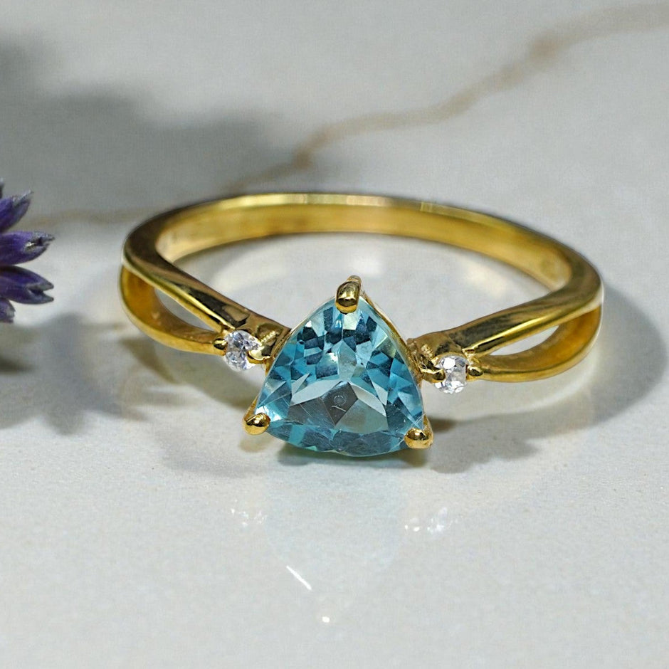 Natural Blue Topaz Heart Ring RG-GM-BT-SL-031