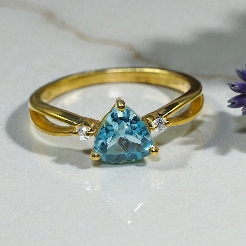 Natural Blue Topaz Heart Ring RG-GM-BT-SL-031