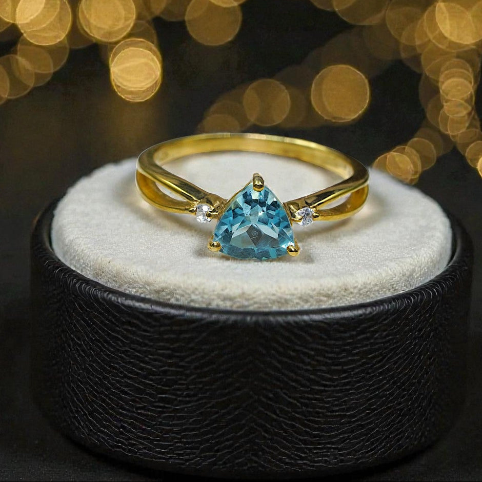 Natural Blue Topaz Heart Ring RG-GM-BT-SL-031