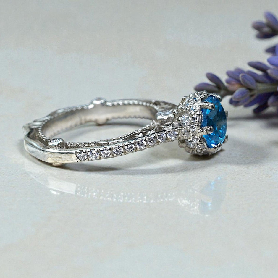 Natural Blue Topaz Art Deco  Ring RG-GM-BT-SL-032