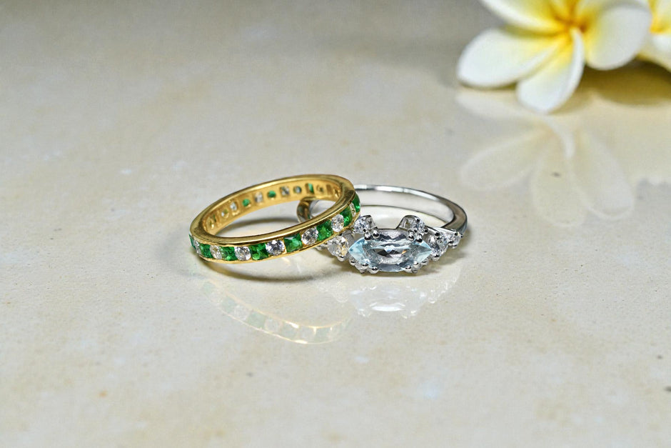 Emerald Moissanite Eternity Band