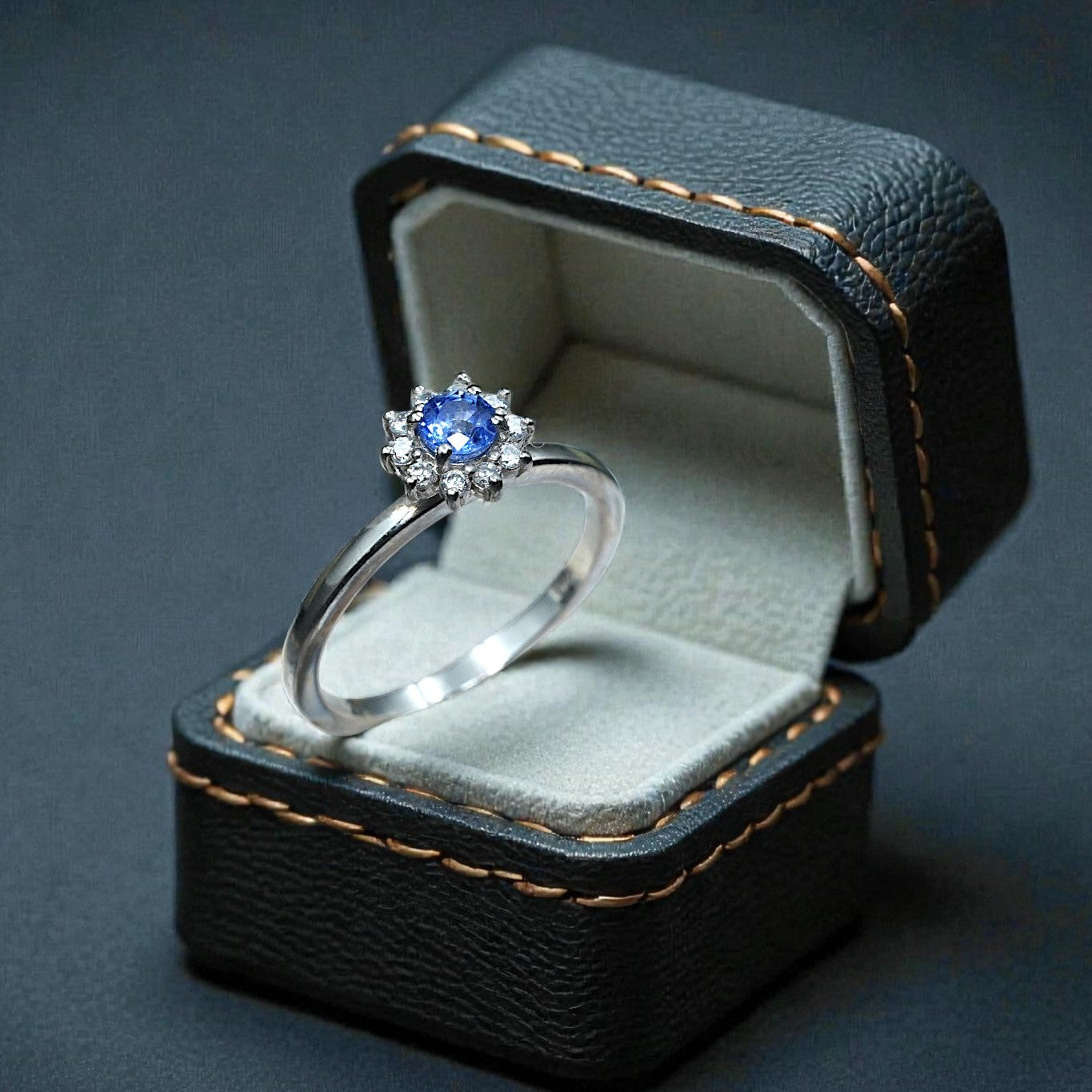 Natural Blue Topaz Art Deco  Ring RG-GM-BT-SL-033