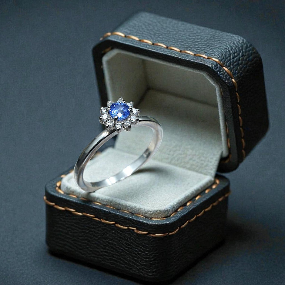 Natural Blue Topaz Art Deco  Ring RG-GM-BT-SL-033