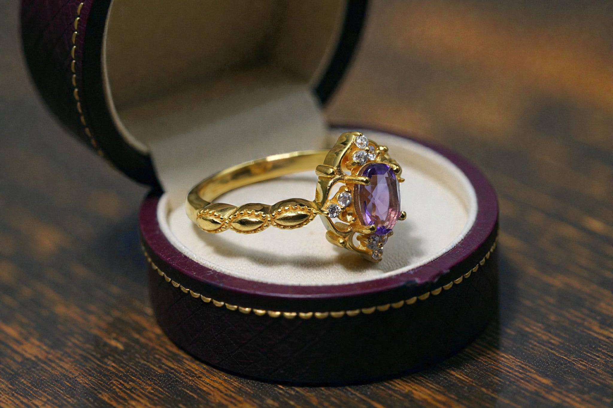 Oval Cut Natural Lavender Amethyst Bridal Ring RG-SL-GM-AT-001