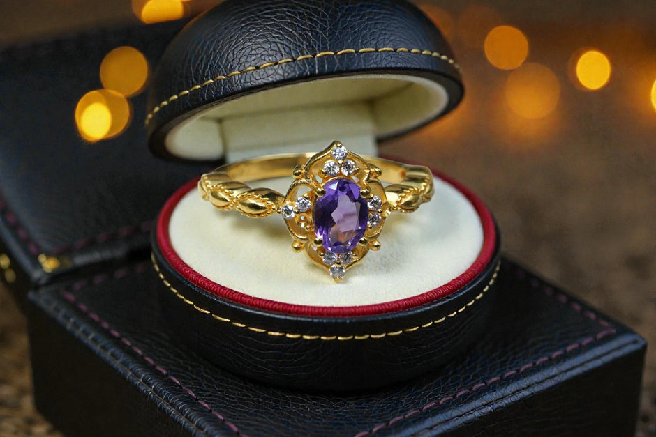 Oval Cut Natural Lavender Amethyst Bridal Ring RG-SL-GM-AT-001