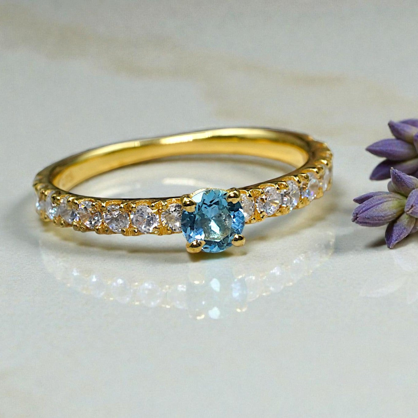 Natural Blue Topaz Dainty Ring RG-GM-BT-SL-034