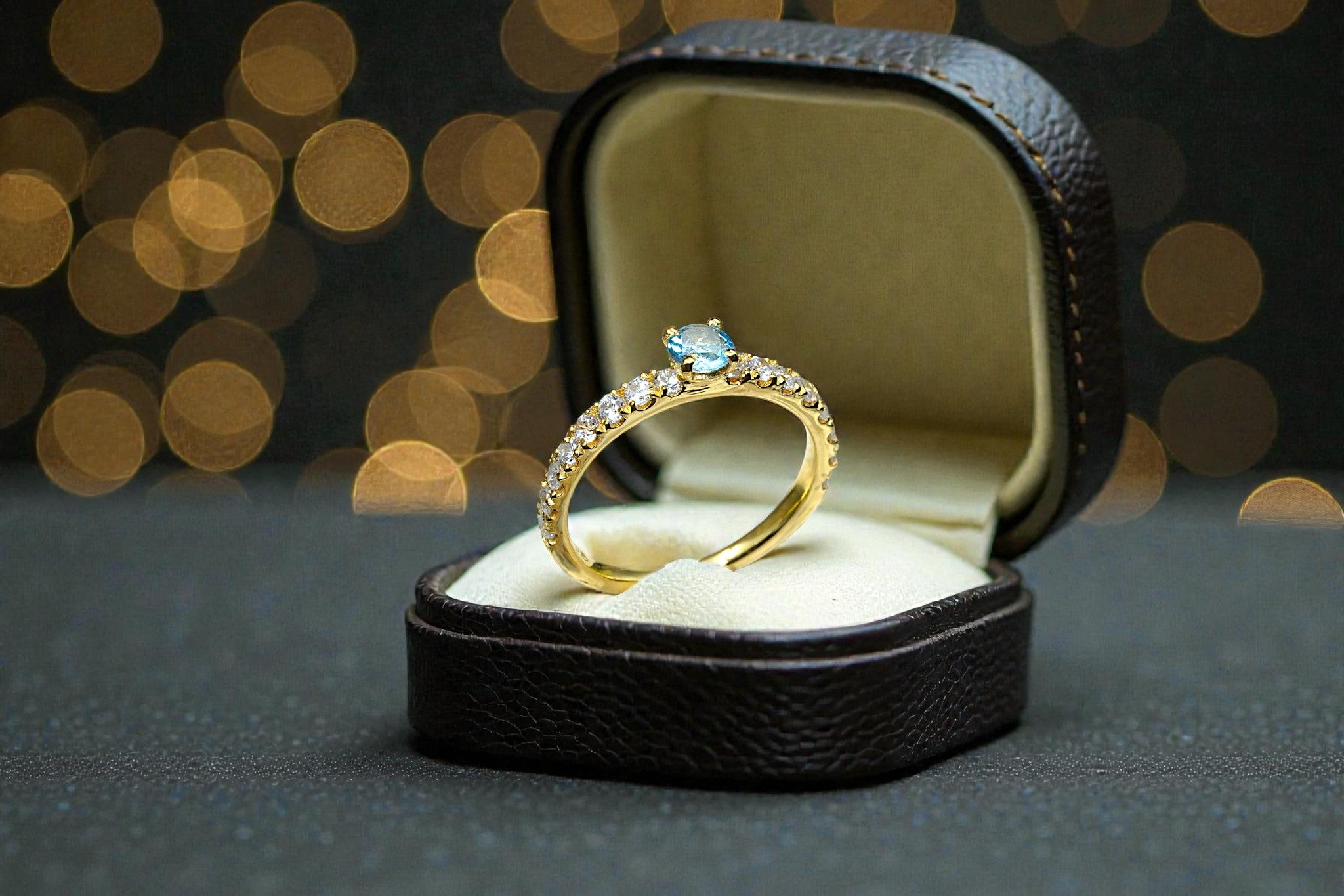 Natural Blue Topaz Dainty Ring RG-GM-BT-SL-034