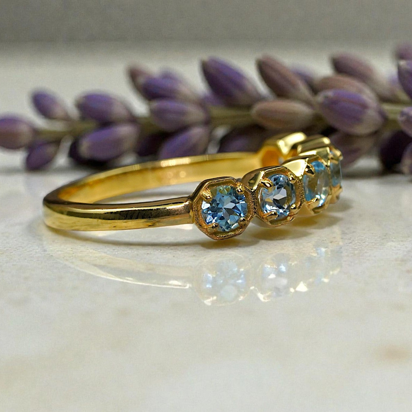 Round Cut Natural Blue Topaz Eternity Band RG-GM-BT-SL-036