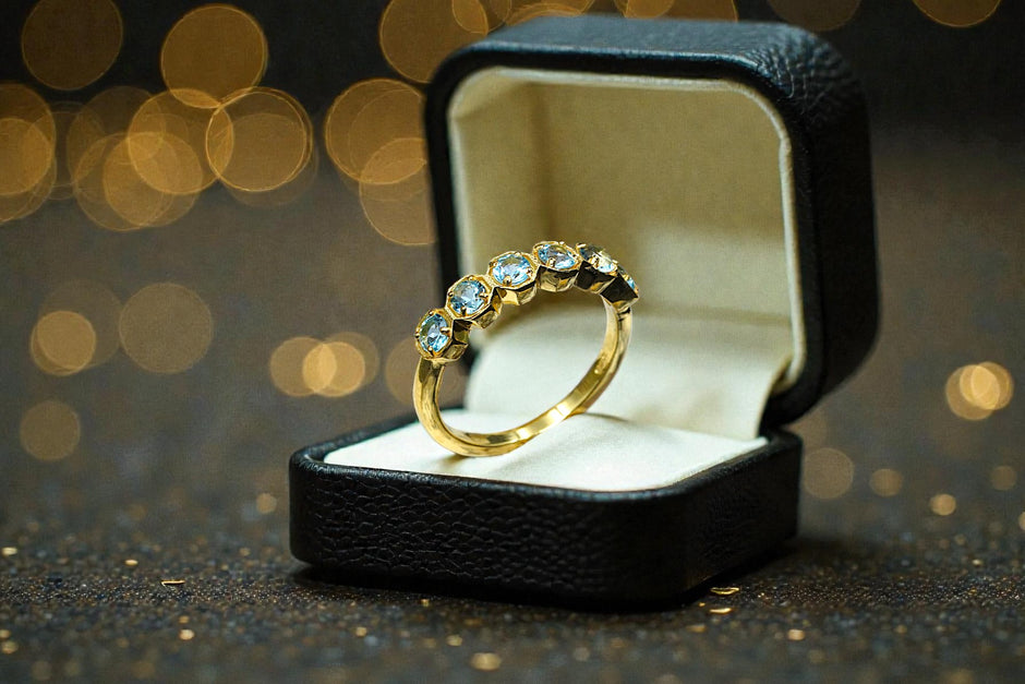 Round Cut Natural Blue Topaz Eternity Band RG-GM-BT-SL-036