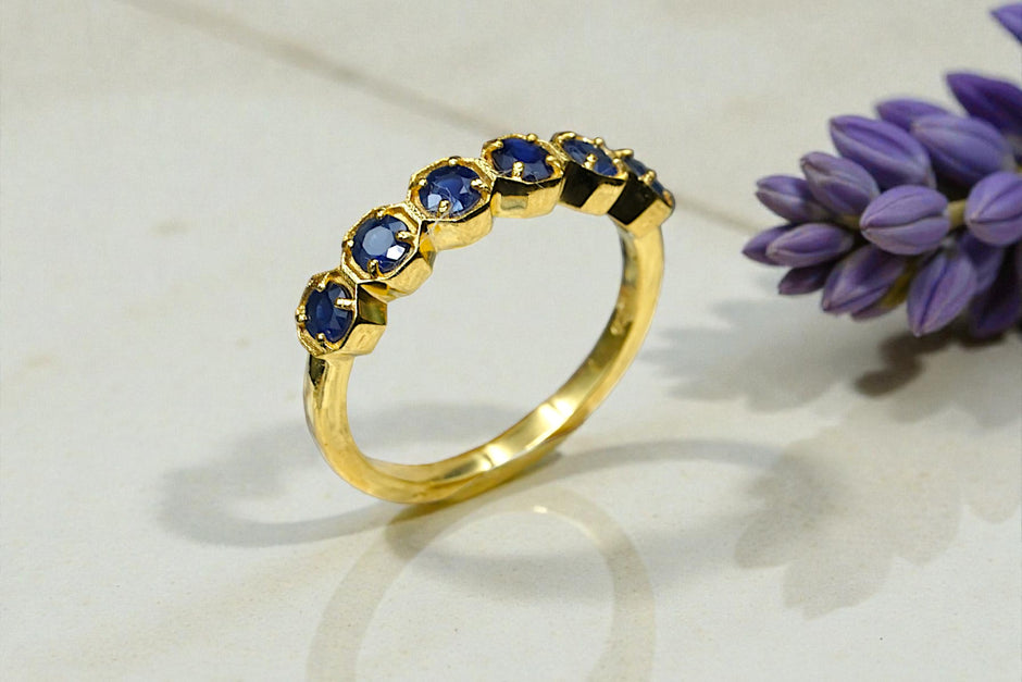 Round Cut Natural Blue Sapphire Eternity Band RG-GM-BS-SL-038