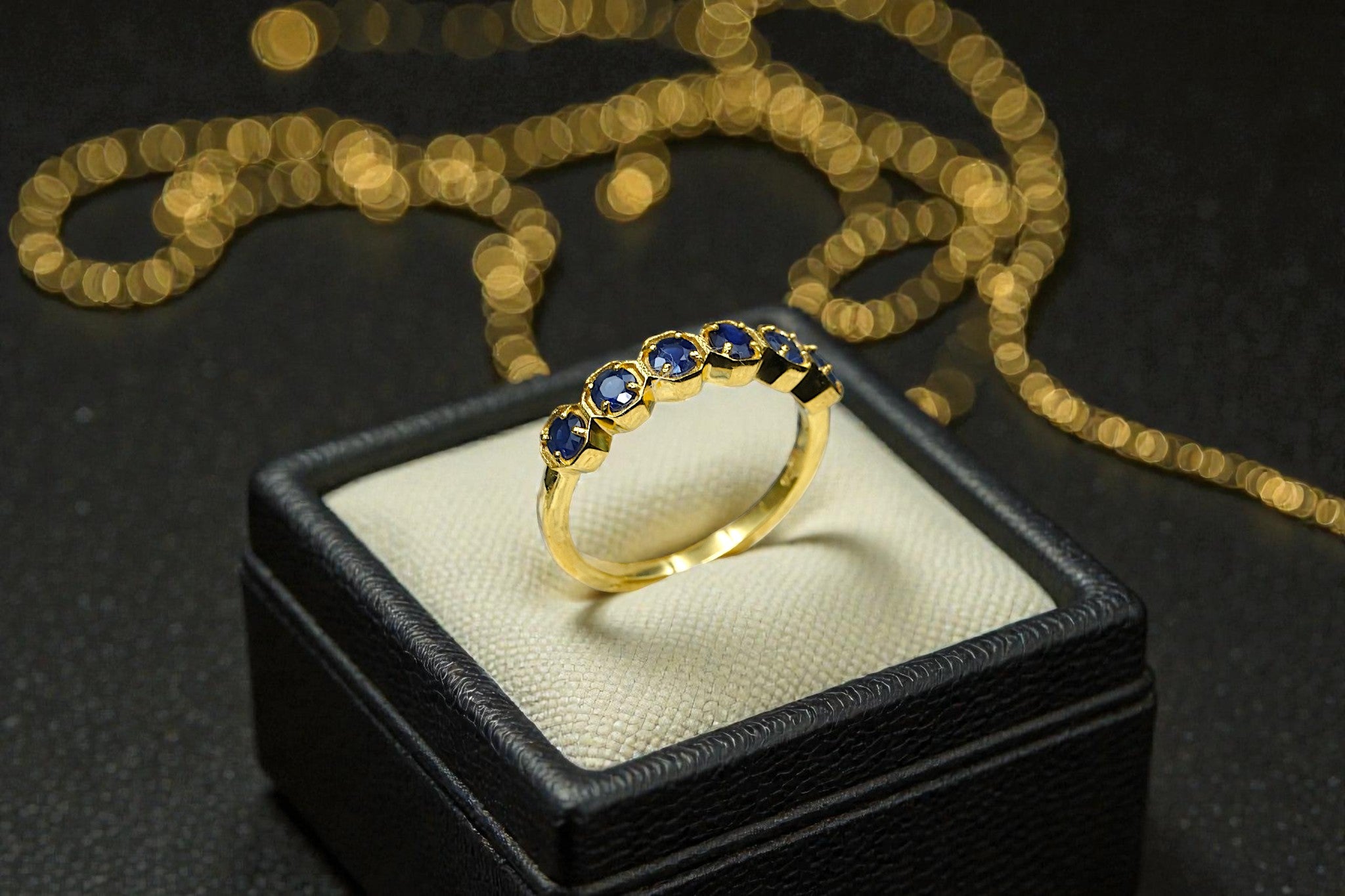 Round Cut Natural Blue Sapphire Eternity Band RG-GM-BS-SL-038