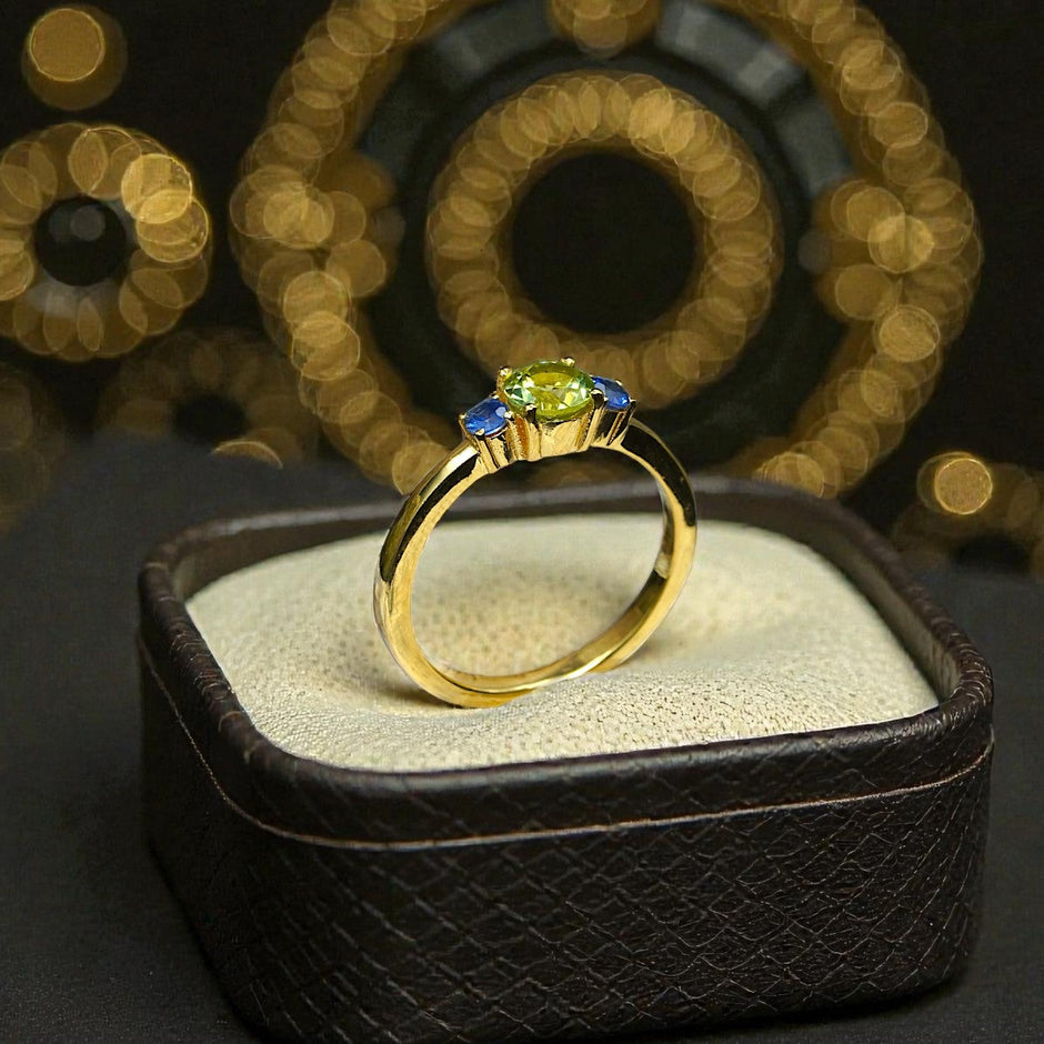 Natural Peridot Trinity ring RG-GM-PD-SL-035