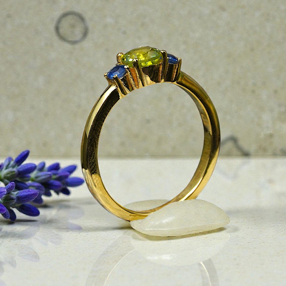 Natural Peridot Trinity ring RG-GM-PD-SL-035