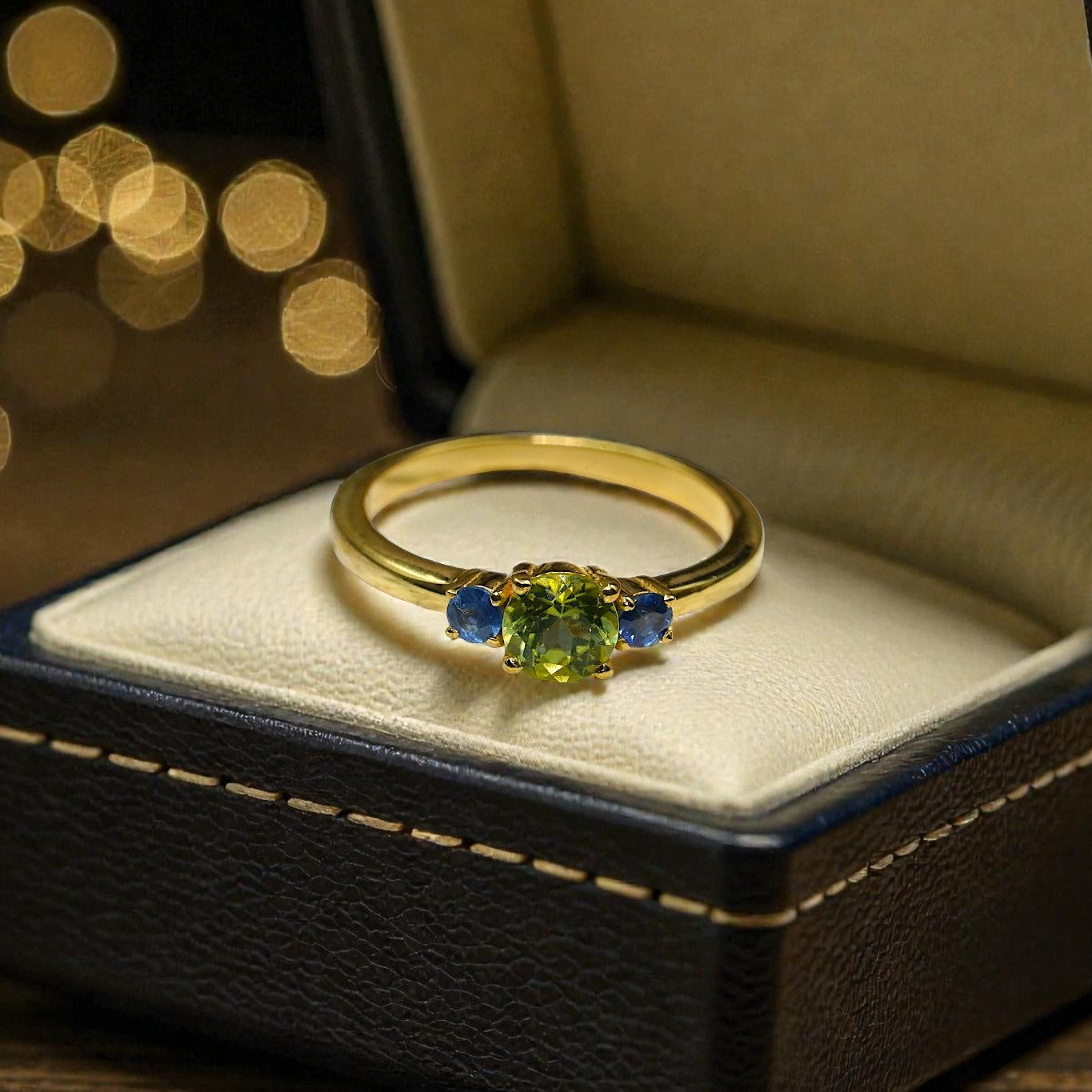 Natural Peridot Trinity ring RG-GM-PD-SL-035