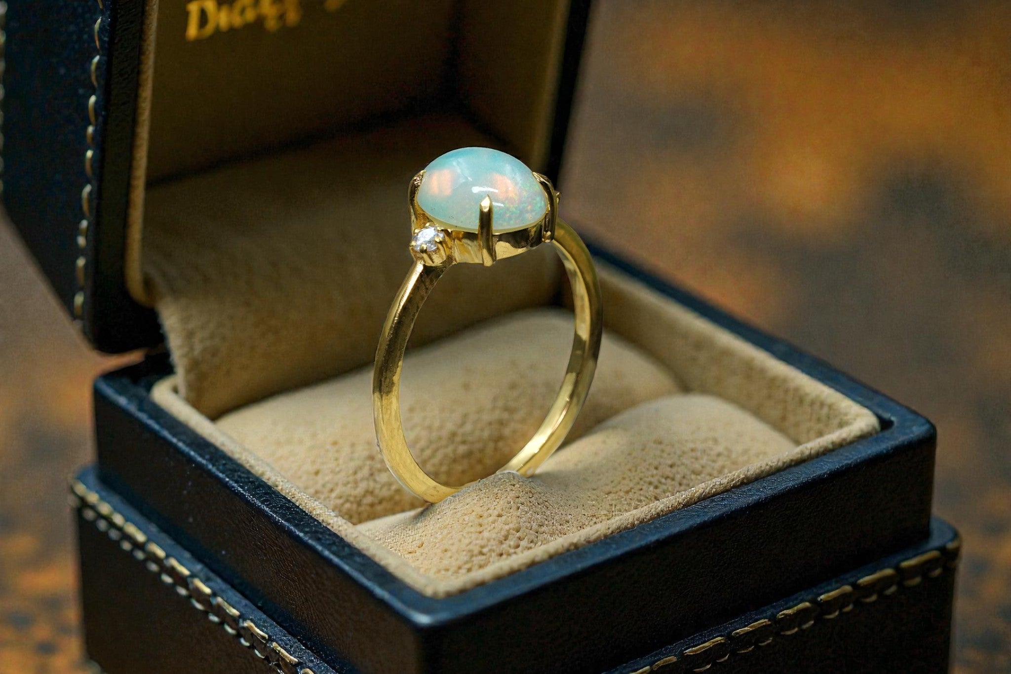Oval Cut Natural opal Bridal Ring RG-SL-GM-OP-004