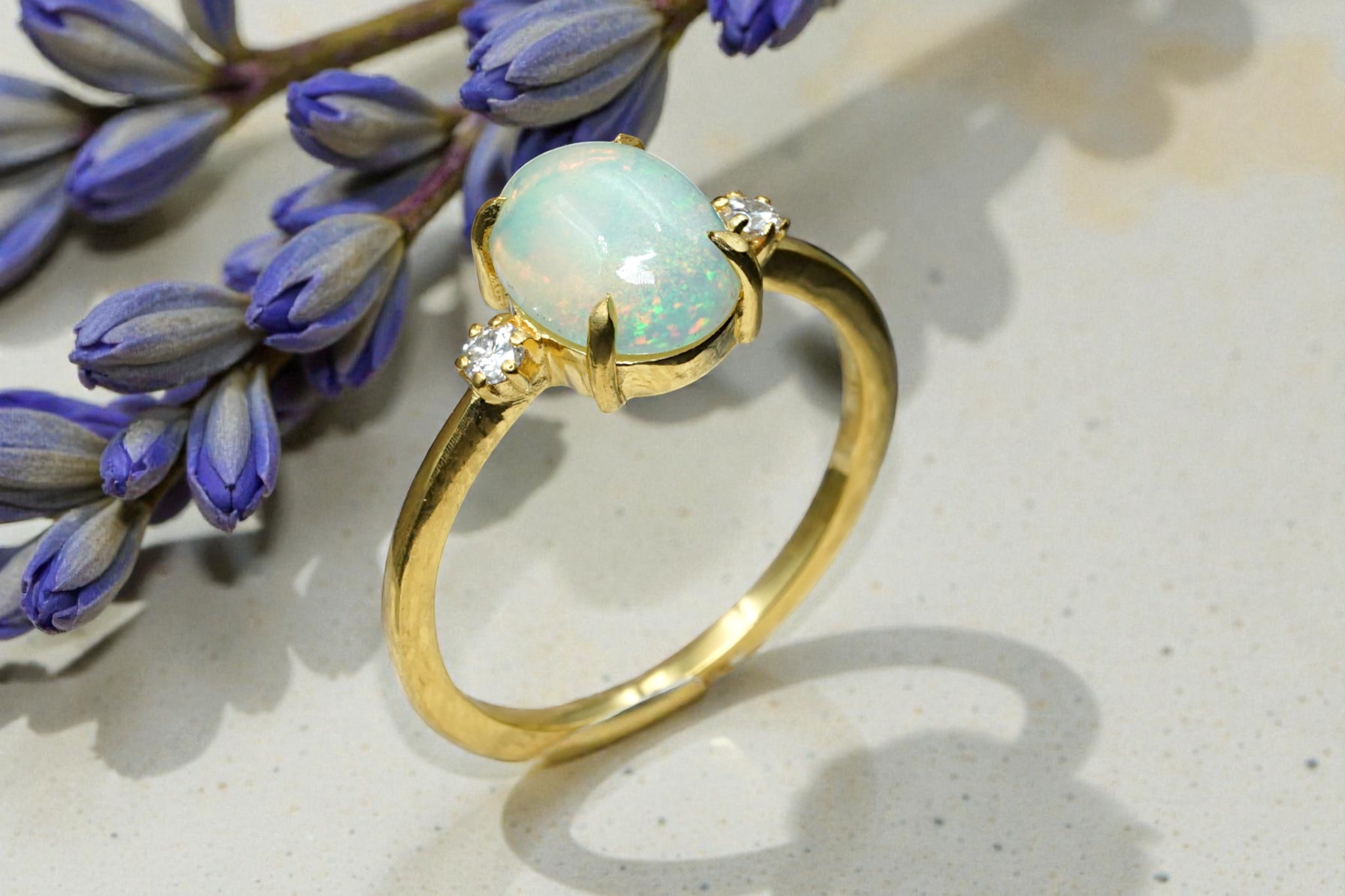 Oval Cut Natural opal Bridal Ring RG-SL-GM-OP-004