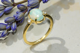 Oval Cut Natural opal Bridal Ring RG-SL-GM-OP-004