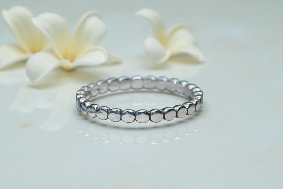 Beaded Eternity 925 sterling silver Ring  Band RG-OX-SL-011