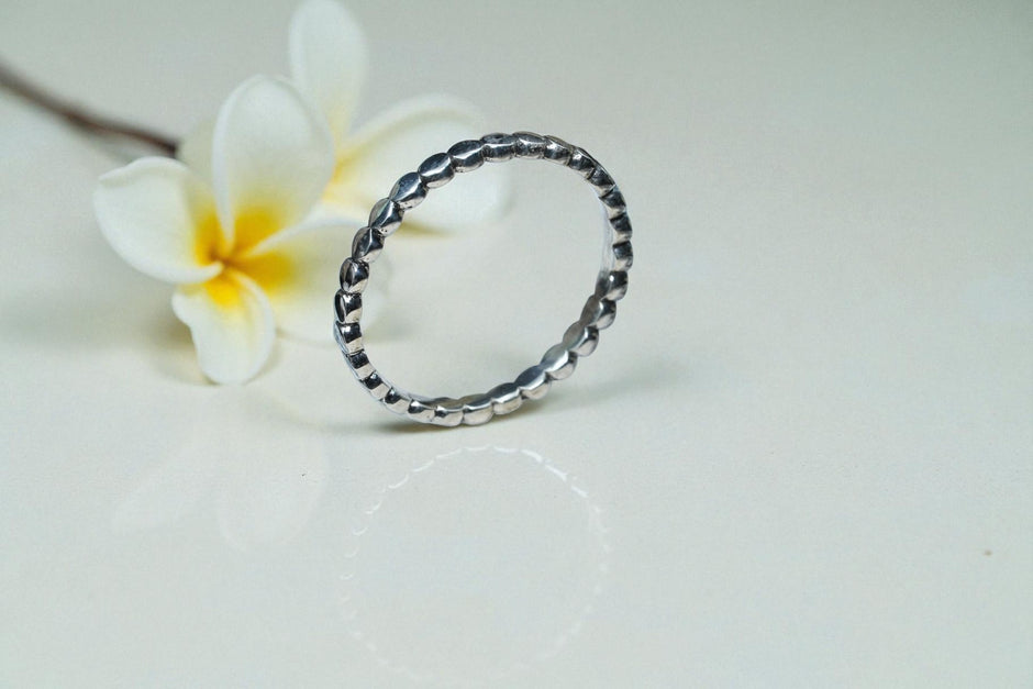Beaded Eternity 925 sterling silver Ring  Band RG-OX-SL-011