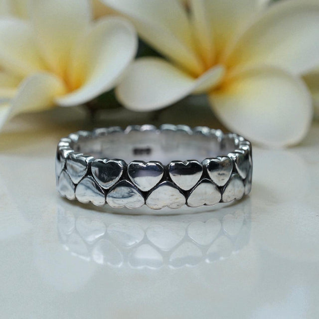 925 Heart Eternity Sterling Silver Ring Band  RG-OX-SL-012
