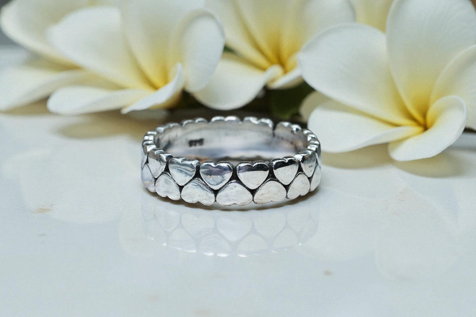925 Heart Eternity Sterling Silver Ring Band  RG-OX-SL-012