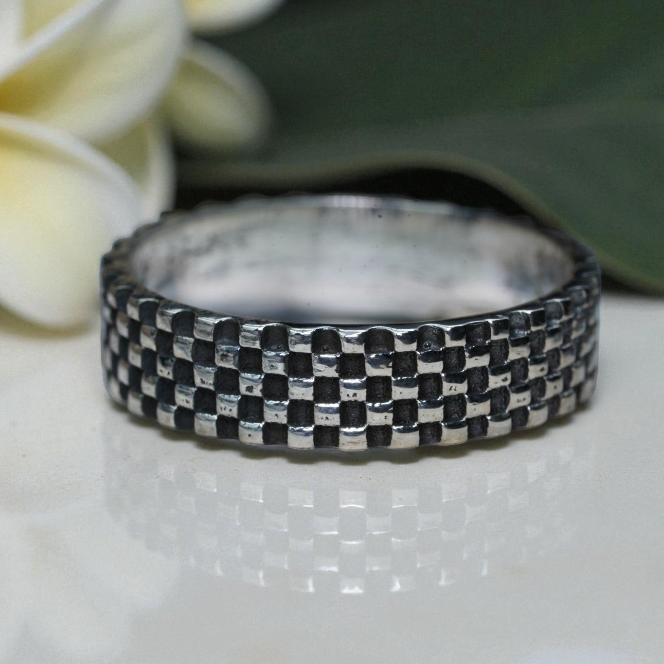 Checker Board 925 sterling silver Ring  Band RG-OX-SL-015