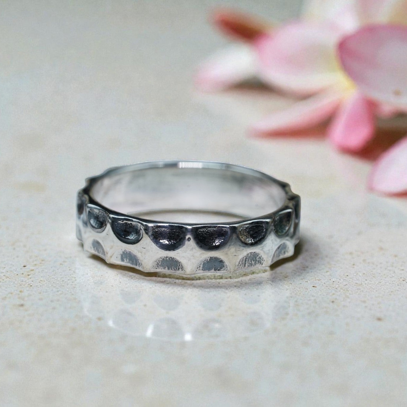 Dome Dot Texture 925 sterling silver Ring Band RG-OX-SL-019