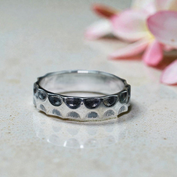 Dome Dot Texture 925 sterling silver Ring Band RG-OX-SL-019