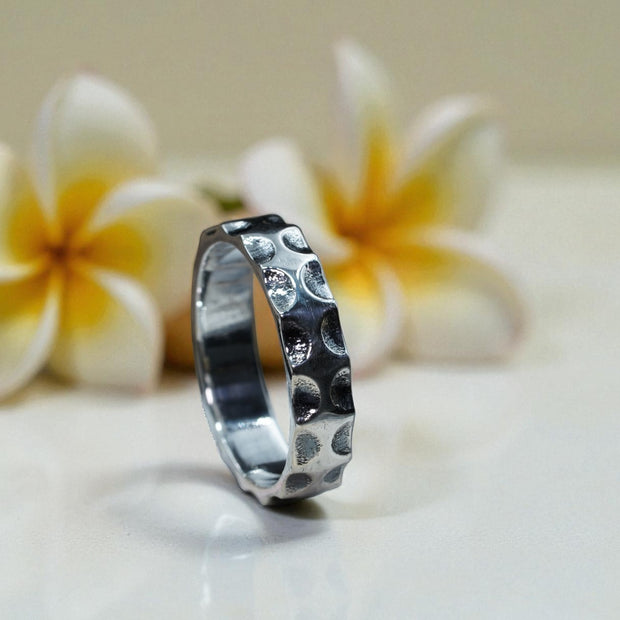 Dome Dot Texture 925 sterling silver Ring Band RG-OX-SL-019